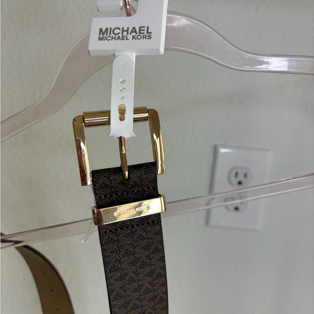 Michael Kors Brown and Gold Leather Belt